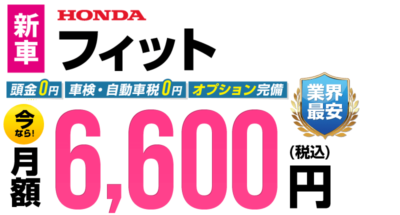 フィットが最安月額6,600円から